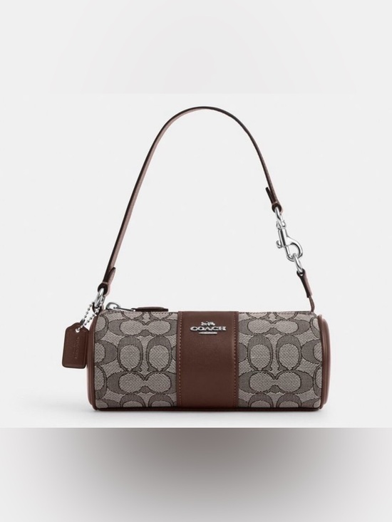 Coach Handbags - Coach Brown Signature Canvas Mini Barrel Bag